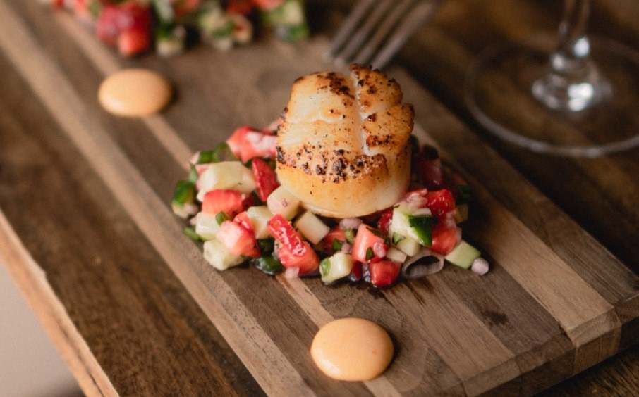 Scallops with Pistachios, Lemon Vinaigrette and Blood Oranges
