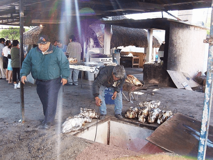 A traditional barbacoa oven in Mexico.