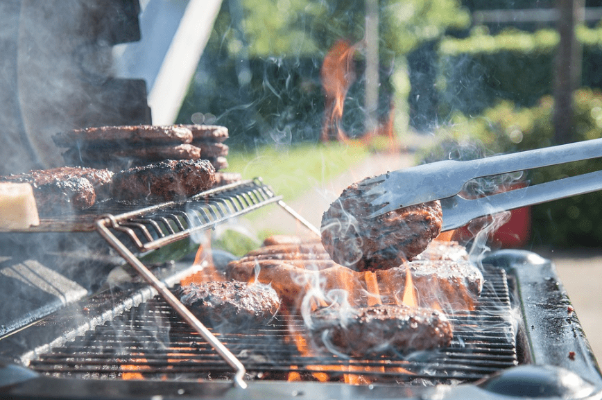 Make hamburgers by barbecuing beef. 