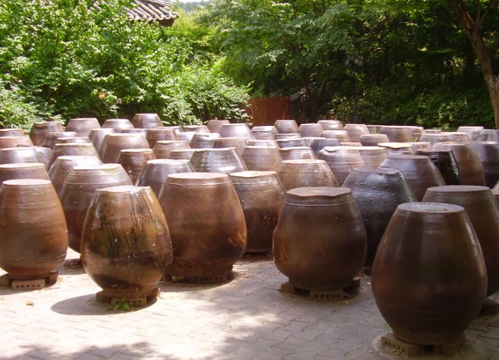 Traditional jars used for fermenting gochujang