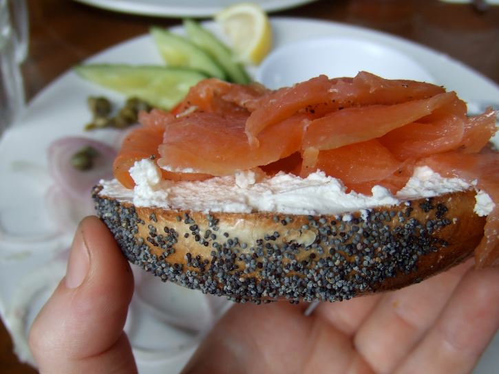 bagel with cream cheese and salmon