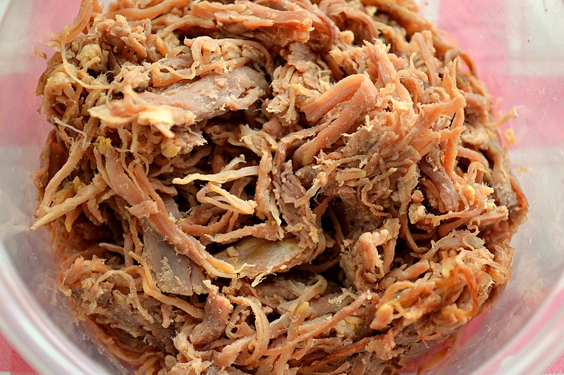 shredded beef in a container